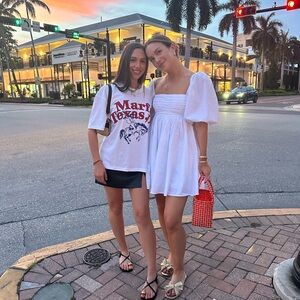 Abercrombie + Fitch White Puff Sleeve Dress